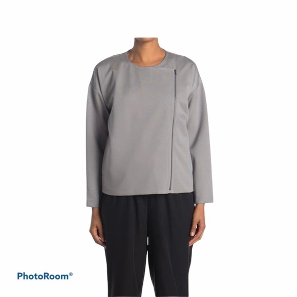 Eileen Fisher NWT Asymmetrical Zip Jacket Stretchy - Picture 16 of 16